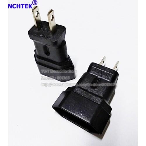 NCHTEK USA NEMA 1-15P 2Pin Male to European EU 2Pin Female Socket Power Plug Adapter/Free shipping/2PCS