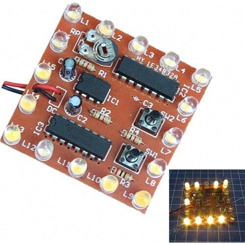 NE555+74HC595 DIY Electronic Kit 16Bit 16 Channel Light Water Flowing Lights LED Module Kit Running Light Welding Practice Board