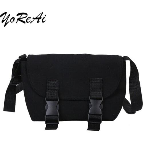 New Version of womens Canvas Messenger Bag INS Wind Unisex Simple Shoulder Bag Wild Small Bag Shopping Change Mobile Phone Bag
