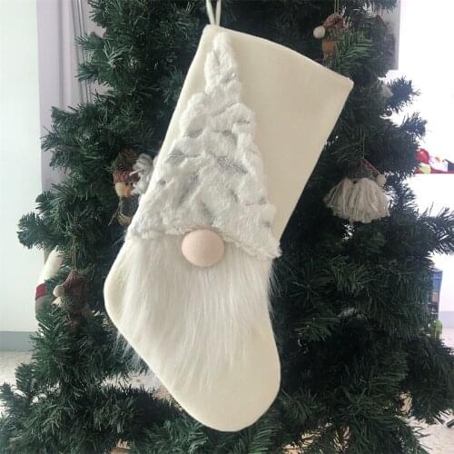 2021 New Christmas Stockings Cute 3D Plush Santa Gnome Fireplace Hanging Stockings for Home Decoration