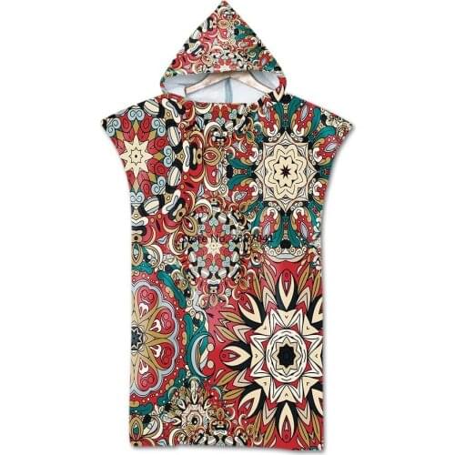 New Retro printed Hooded Towel Adults Cloak Beach Towel Poncho Microfiber Swimming Bath Towels Bathrobe Beachwear