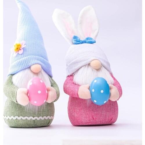 Easter Pink Ear Plaid Bunny Dwarf Doll Fairy Doll Ornaments Home Furnishings