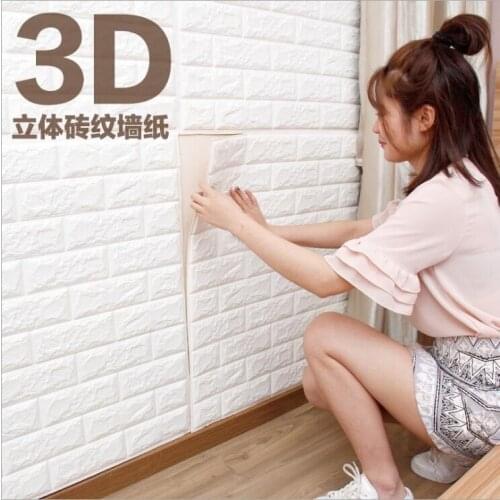PE Foam 3D Wallpaper DIY Wall Stickers Wall Decor Embossed Brick Stone Living room bedroom TV background wall home decoration