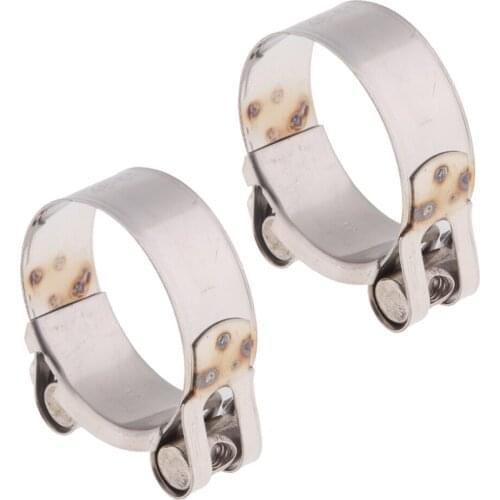 Perfeclan 2x Motorcycle Exhaust Pipe Clamp Clip Silencer 48-51mm