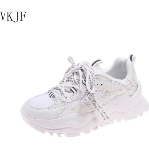 Thick Bottom Breathable Sports Casual Womens Shoes Thin Mesh Small White Shoes2021