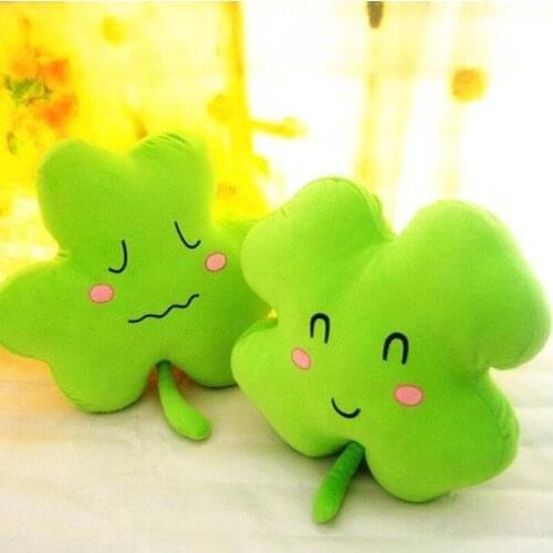 Cute Lucky Four-Leaf Clasp Pillow Expression Clover Four-Leaf Clover Sofa Home Pillow Cushion Lucky Grass Plush Doll Toy Gift