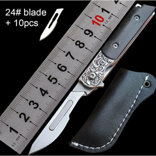 CNC Carving Folding Knife Stainless Steel + Ebony Handle Outdoor Tactical Survival Hunting Camp EDC Portable Self-defense Knives