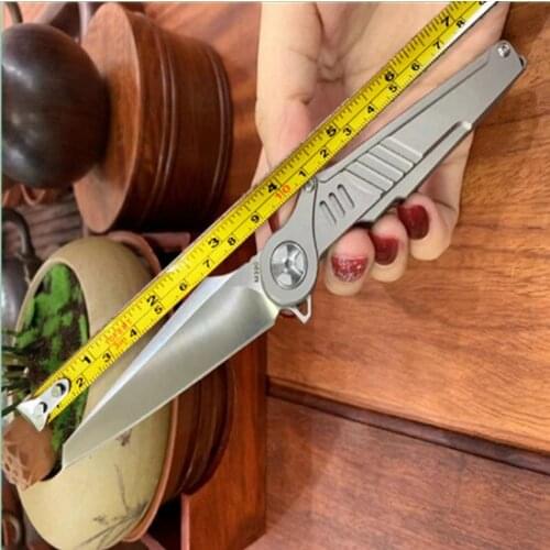 Steel Whale Quick Opening Folding Knife (D2 Steel) High Hardness Titanium Handle Camping Survival Outdoor EDC Tool Gift For Men