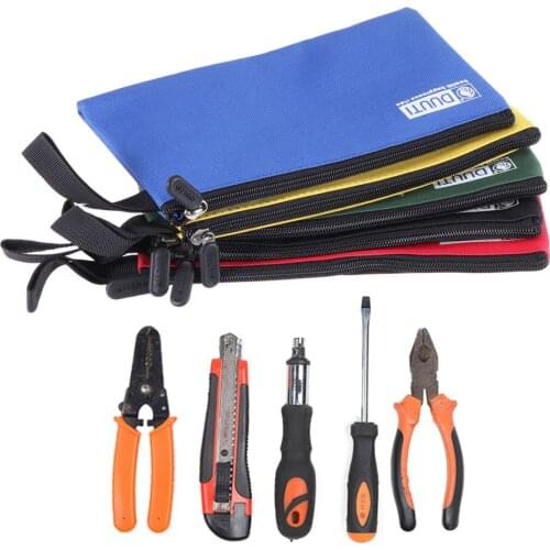 5pcs Oxford Canvas Tool Storage Bag Screws Nails Drill Bit Metal Parts Fishing Travel Makeup Organize Pouches (Random Color)