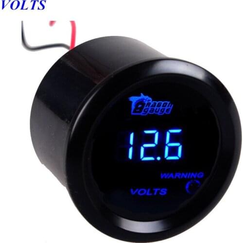 EE support Universal Car Voltmeter 2" 52mm Black Cover Blue LED Digital Volt Gauge Clock