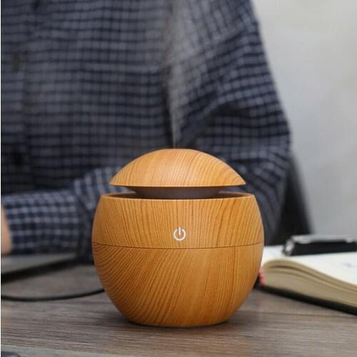 Usb Humidifier Air Ultrasonic Wood Grain Mushroom Aroma Diffuser Mini 130ml Essential Oil Diffuser for Home Office