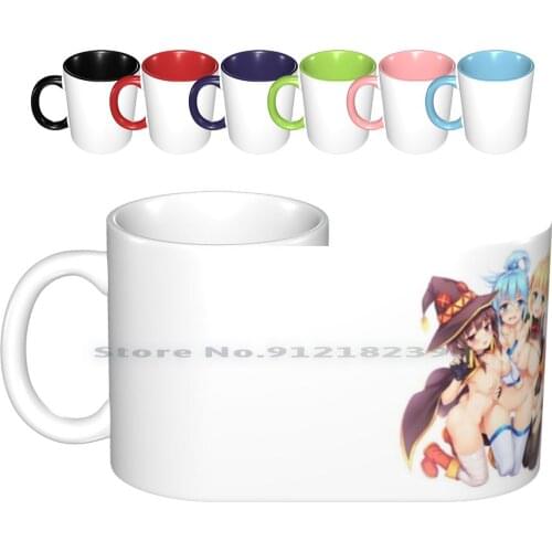 Magical Megumin , Aqua , Lalatina-Konosuba Ecchi Ceramic Mugs Coffee Cups Milk Tea Mug Konosuba Ecchi Konosuba Darkness