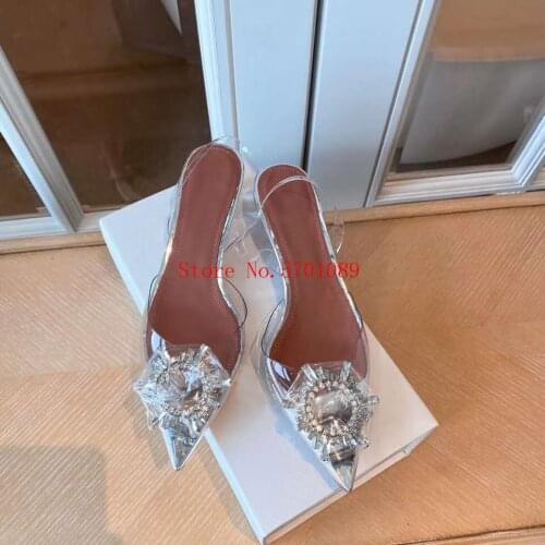 Woman Shoes Begum Sandals Clear Pvc 3.5cm Heel Sunflower Fashion Sandals Crystal Pvc Shoes