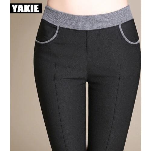 2018 Autumn Winter Female Elastic High Waist pencil Pants for Women Thick Warm Plus Size female Trousers Womens pantalon femme