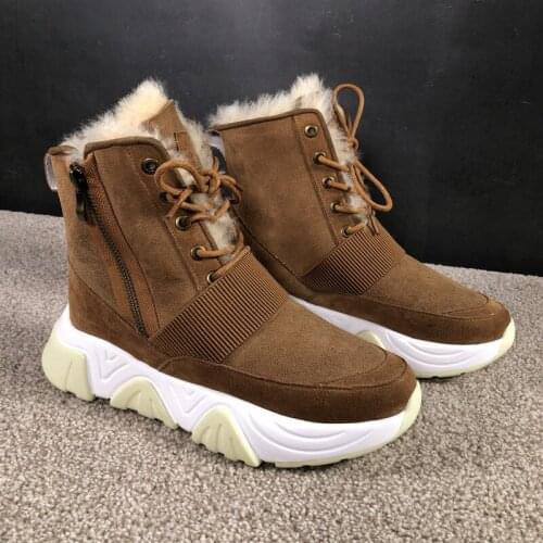 Winter Shearling Botas Mujer Snow Boots Women Platform Ankle Boots Lace Up Shoes Woman Botas Feminina Casual Chaussures Femme