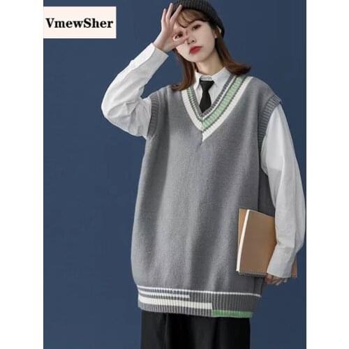 VmewSher Autumn Spring Irregular Women Sweater Vest Sleeveless Loose Lady Elegant Knitted Pullover Oversize Fashion Jumper Tops