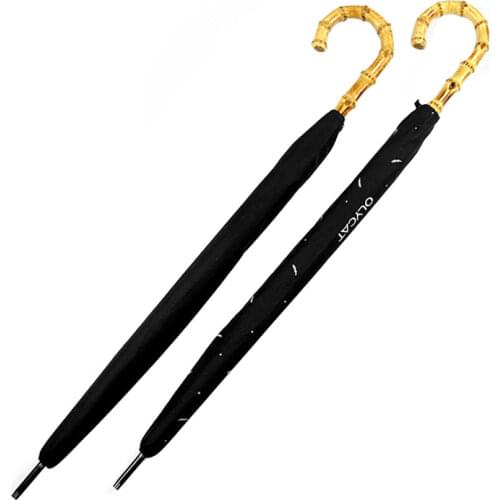 Long Handle Bamboo Curved Umbrella Retro British Windproof Umbrella Mens Business Large Clear Sun Umbrella Parapluie Gift SY209