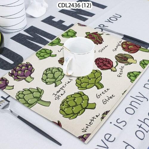 1 Piece Plant Pattern Vegetable Printing Napkin Cloth Home Decoration Table Mat Cloth Tea Towel Coaster 42*32 Servilletas Tela