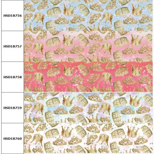 10yard Cartoon Imperial Crown Printed Grosgrain Ribbon Accessory Hairbow Headwear Decoration DIY Wholesale OEM 38MM 75MM