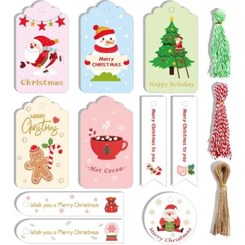 100pcs New Christmas Tag Creative Painted Tag Santa Claus Tree Cartoon Listing, Gift Box Decor,candy Bags Listing Tag