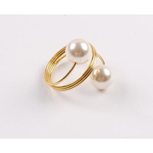12PCS/metal anti-pearl napkin ring spring pearl napkin ring table decoration napkin holder gold and silver napkin ring
