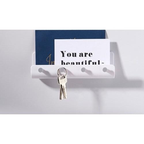 4 Hooks Wall Mounted Keys Mail Letter Organizer Storage Rack Holder Hanger Decor Dropship