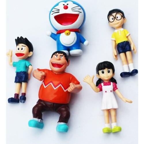 5Pcs/Lot Doraemon Figures Nobita Sizuka Takeshi PVC Figure Toys 5-7cm Mini Model Doll for Children