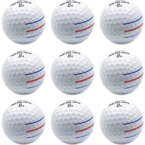 9 pcs Golf Balls 3 color line Super Long Distance Soft Feel 3-piece Ball Soft Feel Ball for Professional Competition game balls