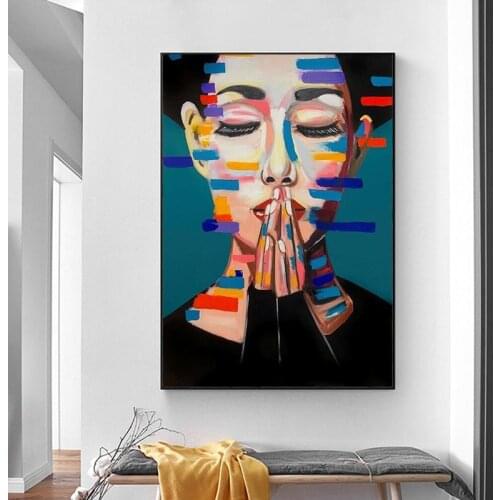 Nordic Abstract Girl Griffiti Art Oil Paintings Print On Canvas Art Posters And Prints Wall Art Pictures Cuadros Decoration