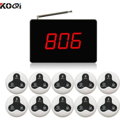 Ycall 433.92MHZ 999 Channel Wireless Waiter Calling System For Restaurant Service Pager System 1 Receiver Host + 10 Call Button