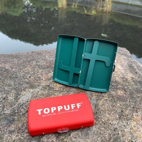 TOPPUFFMetal Cigarette Tobacco Case Cover Holds 12 Regular Size Cigarettes Holder Container Tobacco Case Box 2 Clips Pocket Size