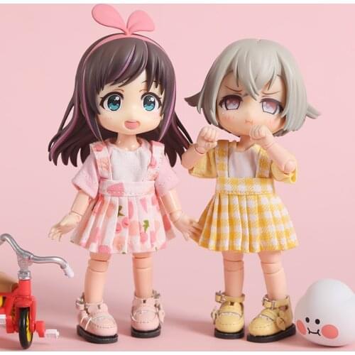 Ob11 baby dress small skirt pleated skirt uniform skirt strap skirt 12 points BJD baby dress beautiful knot pig