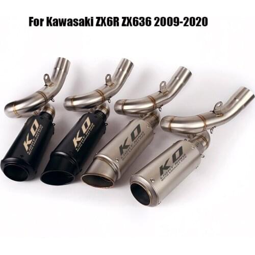 For Kawasaki ZX6R ZX636 2009-2020 Elbow Mid Link Pipe Connect Tube Exhaust Tip Muffler Tail Pipe 51mm Slip On Motorcycle