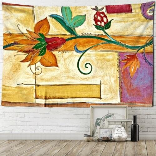 Yellow Flowers Chinese Ink Tapestry Wall Mount Bohemian Style Tapiz Mandala Witchcraft Indoor Home Decor