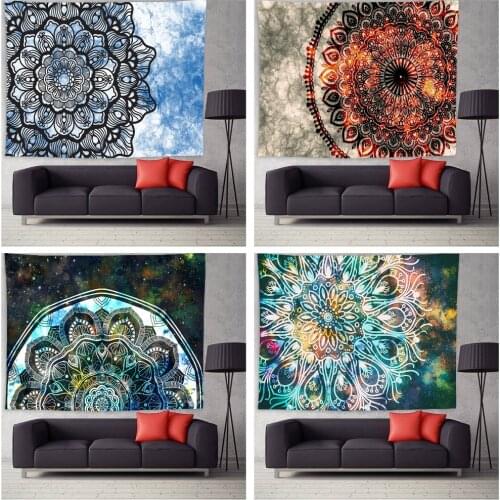 Ethnic Flower Mandala Tapestry Bohemian Style Profession Art Wall Hanging Blanket for Bedroom Living Room College Tapestries