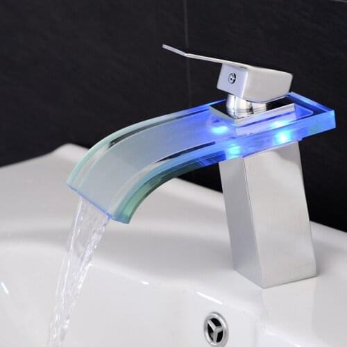 BAKALA NO Battery classic for the bathroom tap chrome led waterfall sink faucet led color change waterfall LH-9012/9011