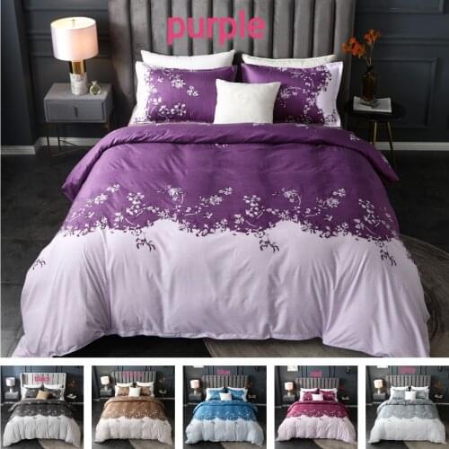 2 or 3pcs Bedding Set Flowers Printing Soft Duvet Cover Sets with Zipper Closure 1 Quilt Cover + 1/2 Pillowcases US/EU/AU Size