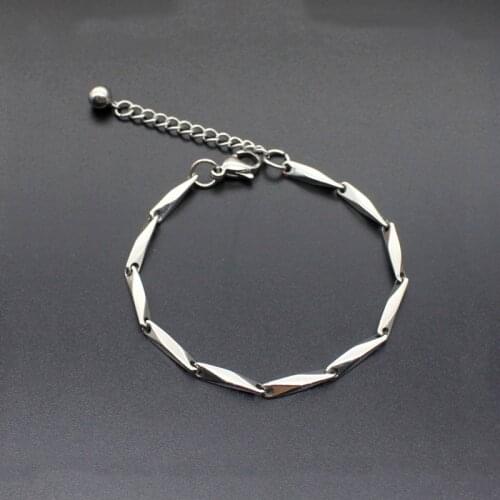Korean Style Geometric Stainless Steel Bracelet & Bangle Adjustable Simple Thin Bracelets Woman Jewelry Party Gifts 18cm