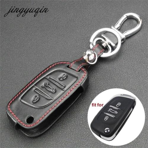 Jingyuqin 3 Button Modified Flip Remote Key Leather Case For Peugeot 207 307 307 308 407 607 for Citroen C4 C5 Xsara Picasso