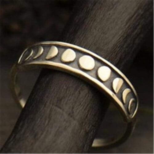 Creative New Hot Simple Retro Moon Round Missing Ring Creative Ancient Moon Finger Unisex Rings