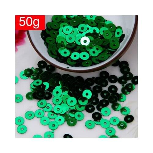 LNHOME-50g(10000pcs) 4mm Flat Round Loose Sequins Paillettes Sewing Wedding Craft Good Quality 15# Green Color Confetti
