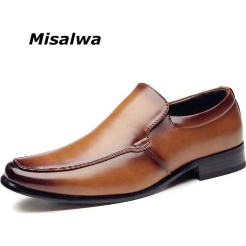 Misalwa Size 39-47 Dropshipping Daily Men Office Shoes High Quality Articial Leather Casual Loafers Formal Shoes for Business