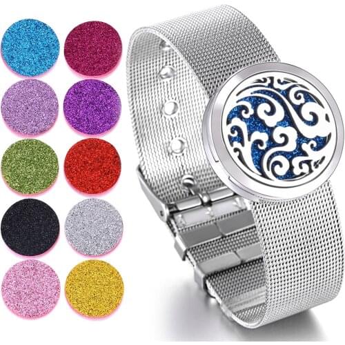 Aromatherapy Locket Bracelet Stainless Steel Bracelet Watch Wristband Essential Oil Aroma Diffuser Perfume Locket Bracelet