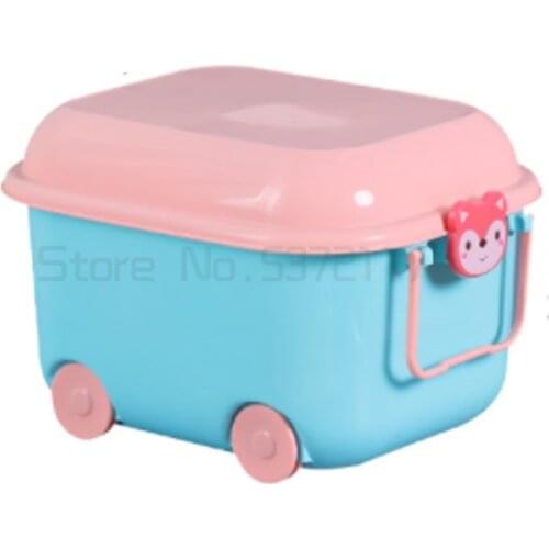 Cute toy storage box basket large capacity childrens plastic LEGO packing box storage box with cover cartoon