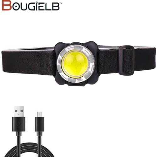 Powerful Headlamp USB Rechargeable Headlight COB LED Head Light with Built-in Battery Waterproof Head Lamp White Red Lighting