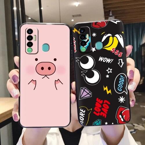 Soft Case Anti-knock Phone Case For Tecno Spark 7P Fashion Black Case Shockproof Waterproof