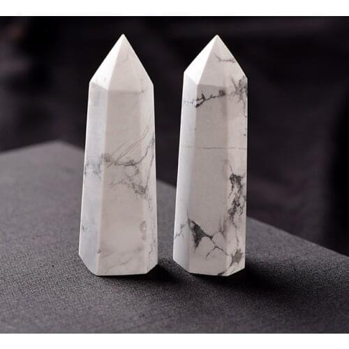 Natural white turquoise crystal wand point healing crystals