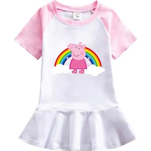 New spring and summer of 2021 childrens wear small children cartoon girls dress dress with short sleeves lotus leaf