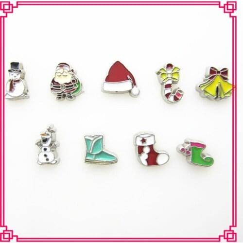 New designs random mix christmas floating charms living glass memory floating lockets charms