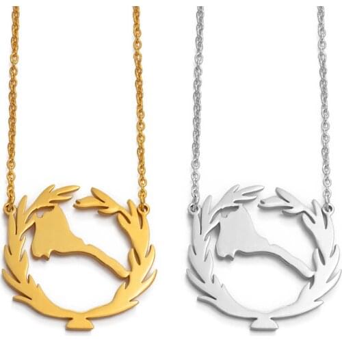 Anniyo Eritrea Map Pendant Necklaces for Women Girl Silver Color/Gold Color Jewelry African Map of Eritrean Gift #026121